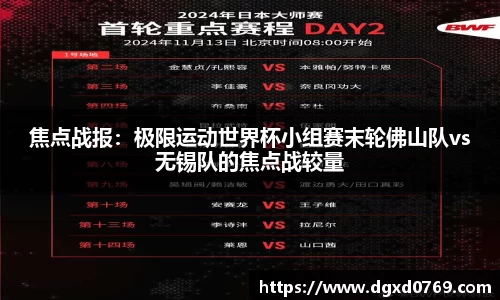 焦点战报：极限运动世界杯小组赛末轮佛山队vs无锡队的焦点战较量